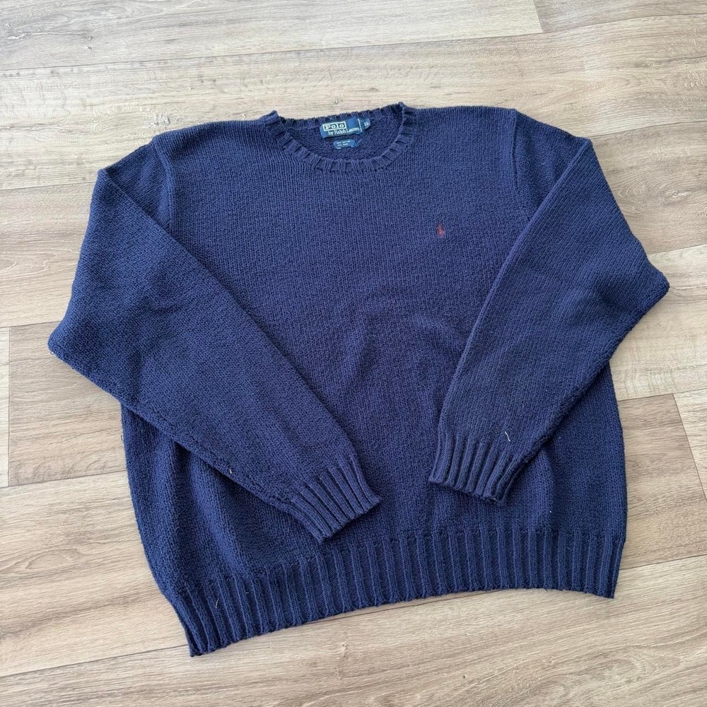Polo Ralph Lauren vintage Navy Blue knit wool Sweater
